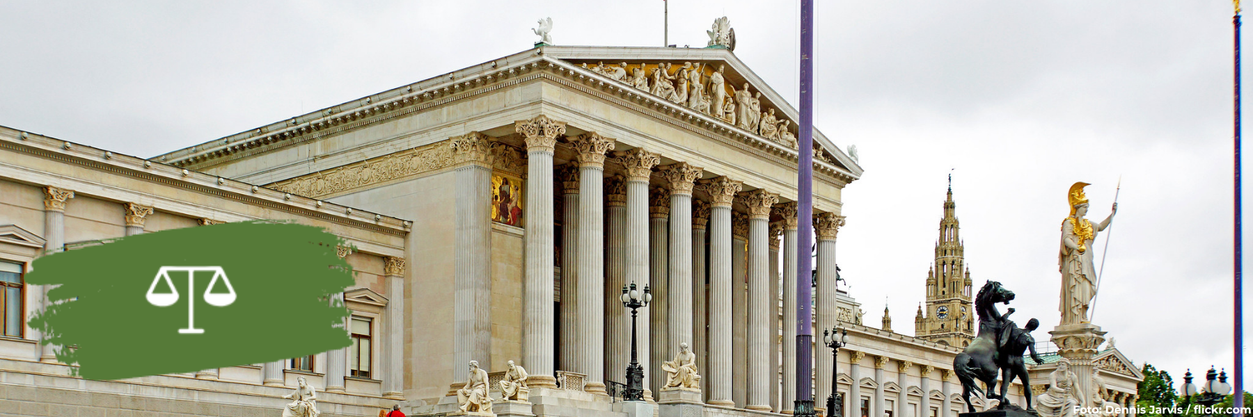 Blick auf das Nationalratsgebäude in Wien.